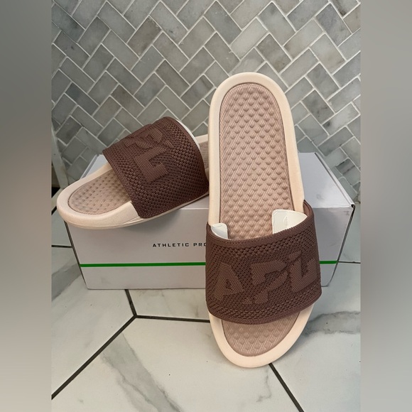 APL Brown and Cream Slide Sandals - Picture 1 of 3